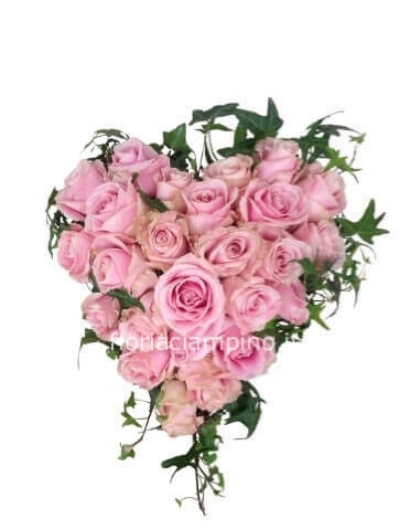 Cuore cm 25 di rose colore rosa