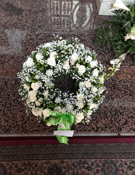 Corona funebre cm 35 senza gambe tonalità verde