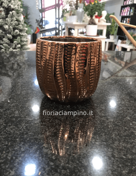 VASO CERAMICA DIAM 13 CM METAL ORO