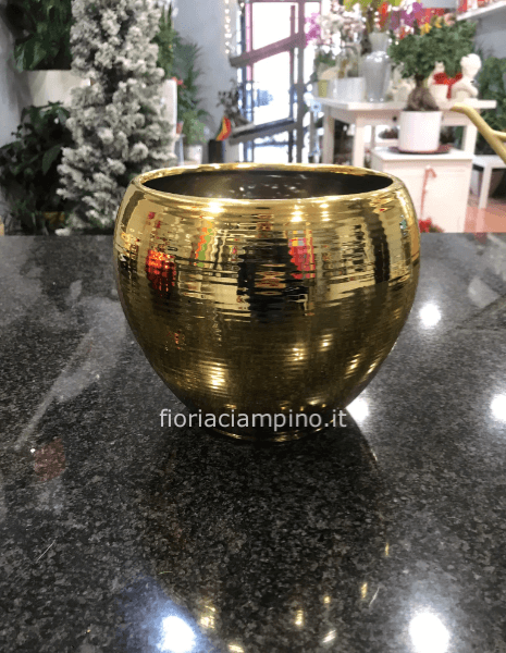 VASO CERAMICA DIAM 16 CM METAL ORO
