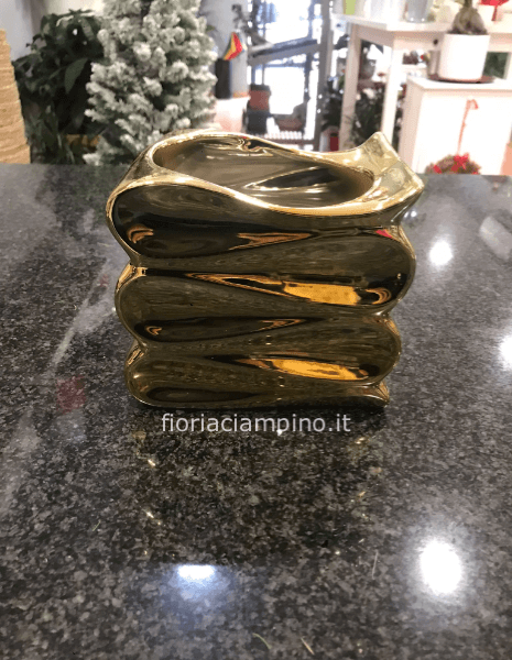 VASO CERAMICA CM 16 METAL GOLD