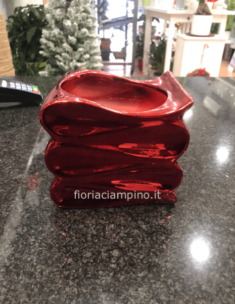 VASO CERAMICA CM 16 METAL ROSSO