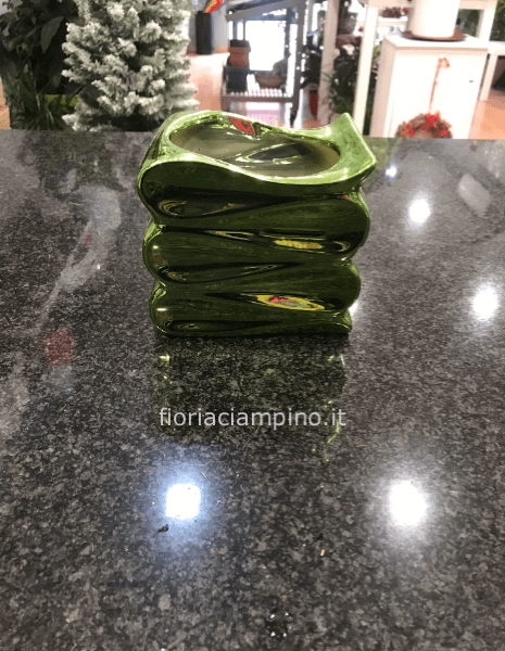 VASO CERAMICA CM 16 METAL VERDE